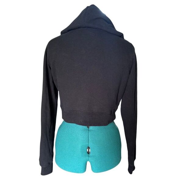 Hollister Crop Zip Up Hoodie Sweatshirt - Size Small, Black - Picture 3 of 6